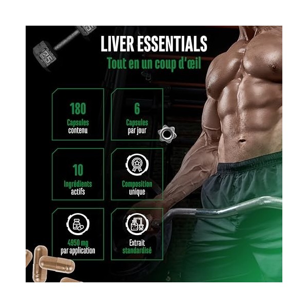 Liver Essentials 180 capsules complexe foie hautement dosé avec chardon marie choline NAC artichaut pissenlit schizandra ging