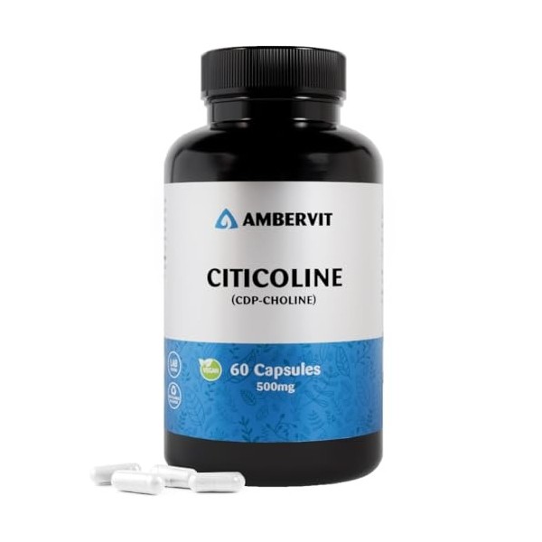Citicoline CDP Choline 500mg - 60 Capsules - Dosage élevé pour la mémoire, la concentration et le soutien mental - Sans addit