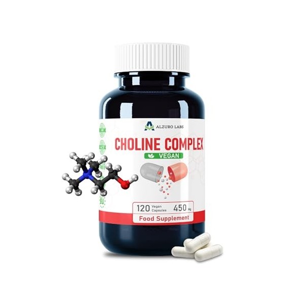 Alzuro Labs Complexe de choline | bitartrate de choline, phosphatidylsérine, citicoline CDP | 120 vég capsules | hautement 