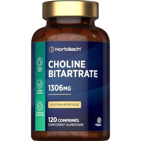 Choline Bitartrate 1305 mg Par Portion | 120 Gélules Vegan | 534mg de Choline | pour Métabolisme et Soutien Hépatique | Bitar