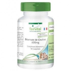 Fairvital | Bitartrate de choline 600 mg - 90 comprimés - Métabolisme hépatique et lipidique* - 40% de choline - Qualité cont