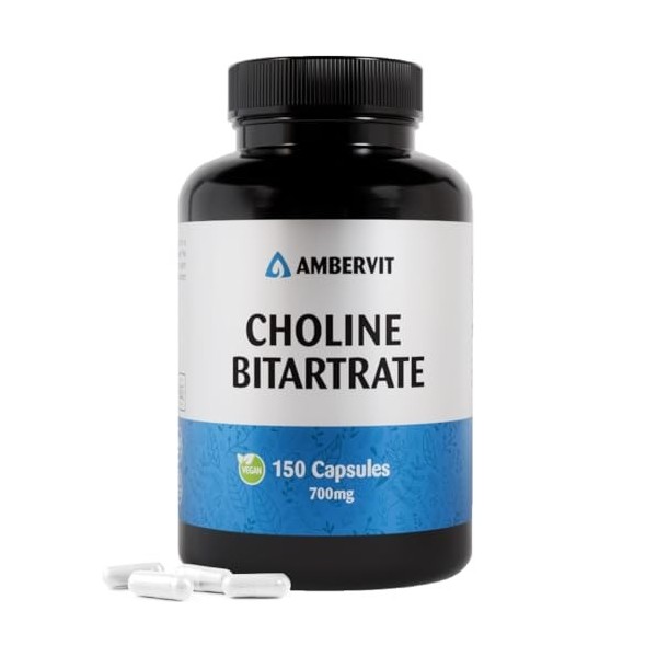 Ambervit Choline à haute dose 700 mg 150 gélules 5 mois Fonction hépatique, métabolisme lipidique, mémoire et fonctions céréb