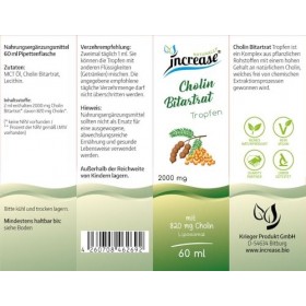 Gouttes de choline liposomale bitartrate hautement dosées – 60 000 mg par paquet 2000 mg par dose journalière dont 820 mg d