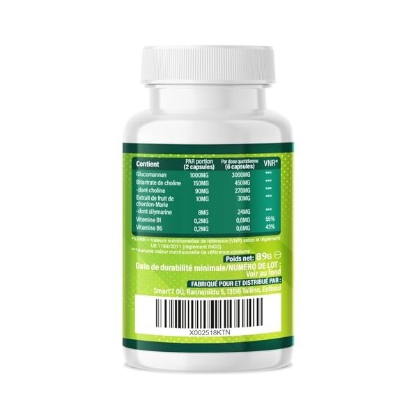 GREEN BURN® Capsules anti-appétit – Extrêmement dosé avec glucomannane, choline, vitamine B1 + B6 – Complément alimentaire po