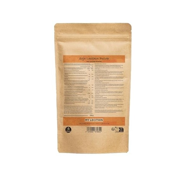 250gr Lécithine de soja | Lécithine pure | Haute biodisponibilité | Qualité en provenance dAllemagne | Vegan
