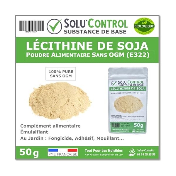50 gr de Lécithine de Soja sans OGM en sachet refermable - Substance de Base - Complément Alimentaire - Émulsifiante - Jardin