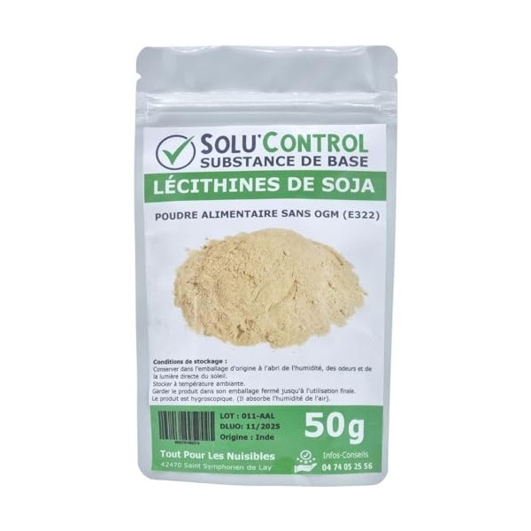 50 gr de Lécithine de Soja sans OGM en sachet refermable - Substance de Base - Complément Alimentaire - Émulsifiante - Jardin