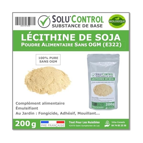 200 gr de Lécithine de Soja sans OGM en sachet refermable - Substance de Base - Complément Alimentaire - Émulsifiante - Jardi