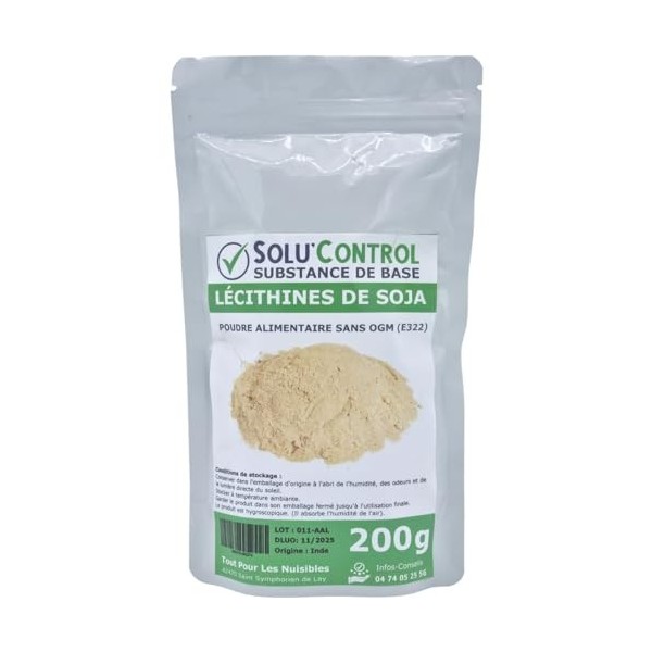200 gr de Lécithine de Soja sans OGM en sachet refermable - Substance de Base - Complément Alimentaire - Émulsifiante - Jardi