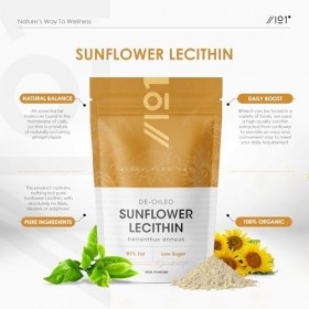 Poudre de lécithine de tournesol 100 g - 97 % de matières grasses essentielles dégraissées - Qualité supérieure - Sachet refe