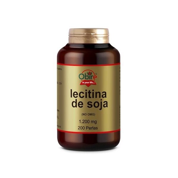 Obire | Lécithine de soja 1200mg | 200 perles | Source naturelle de phospholipides | Soin hépatique et métabolique