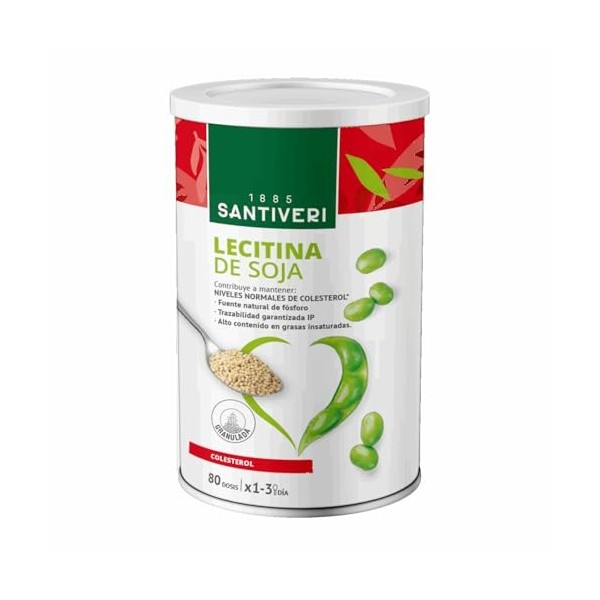 SANTIVERI LECITINA DE SOJA bote 400gr. – produit spécialisé pour un usage quotidien, poids 400 g, s’intègre facilement dans u