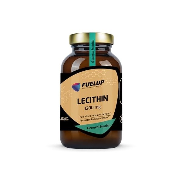 Fuelup Lécithine 1200 mg - 90 gélules - Supplément de lécithine de soja sans OGM - Soutient la fonction de la membrane cellul...
