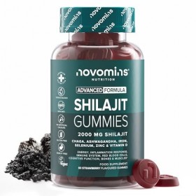 Gommes à mâcher au shilajit – Shilajit haute concentration 2000 mg avec ashwagandha, chaga, zinc, fer, sélénium et vitamine D