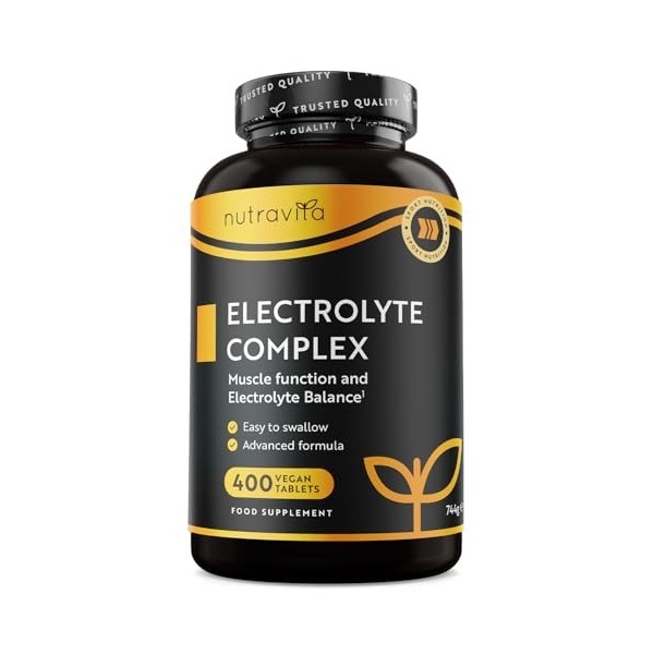 Electrolyte Complex 900mg, 400 Comprimés 1+ An avec Magnesium Calcium Potassium Complément Alimentaire - Fonction Musculair