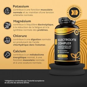 Electrolyte Complex 900mg, 400 Comprimés 1+ An avec Magnesium Calcium Potassium Complément Alimentaire - Fonction Musculair
