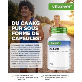 CaAKG - Calcium Alpha-Cétoglutarate - 120 Gélules - Hautement Dosé à 1100 mg par Dose Journalière - Calcium Pur & Alpha-Cétog