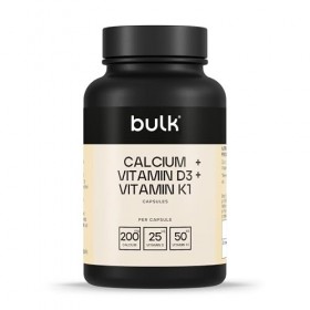 Bulk Capsules de calcium, de vitamine D3 et de vitamine K1, 1000 mg, paquet de 90, lemballage peut varier