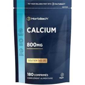 Calcium Carbonate Powder Tablets 800mg | Complement Alimentaire | 180 Comprimés Véganes | Horbaach