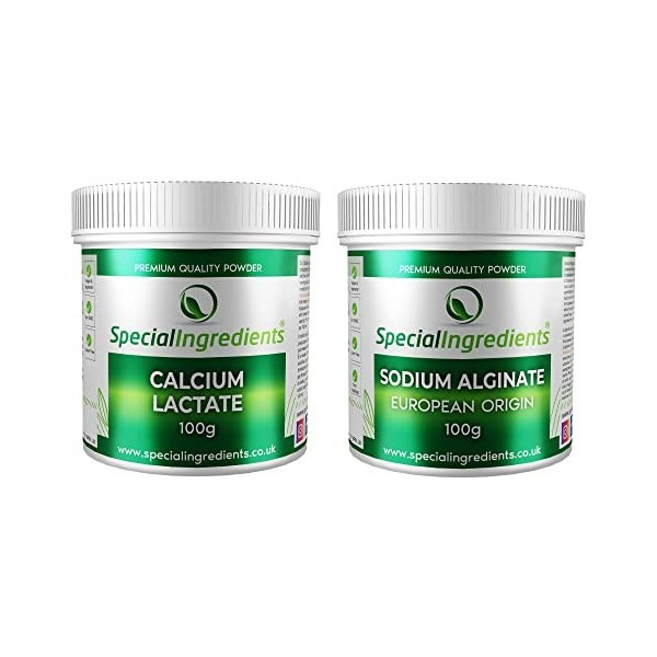 Special Ingredients Lactate de Calcium & Alginate de Sodium 2x100g - Kit de gastronomie moléculaire pour sphérification & sph...