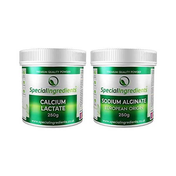 Special Ingredients Lactate de Calcium & Alginate de Sodium 2x100g - Kit de gastronomie moléculaire pour sphérification & sph...