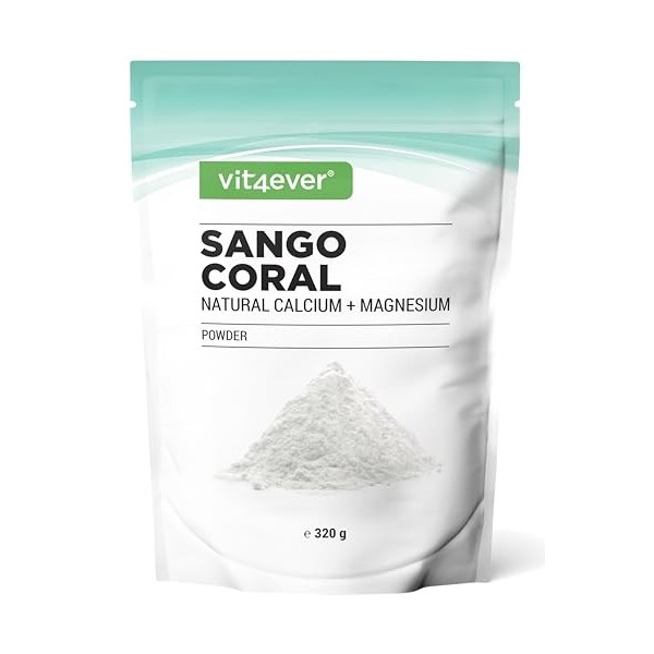 Corail Sango - 320 g de poudre - Source naturelle de calcium 20% & de magnésium 10% dans un rapport de 2:1 propre à lorg