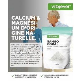 Corail Sango - 320 g de poudre - Source naturelle de calcium 20% & de magnésium 10% dans un rapport de 2:1 propre à lorg