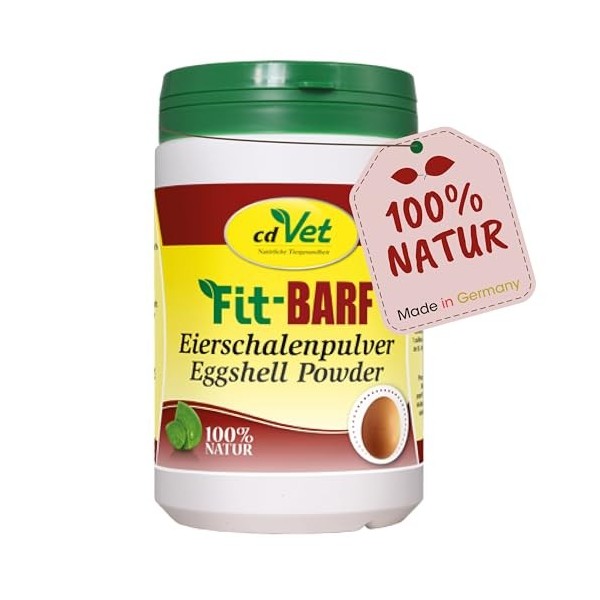 Fit-Barf Poudre de Coquille dœuf - Source Naturelle de Calcium pour Chiens et Chats - 1000 g pour Soutenir la santé des os Ca...