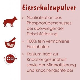 Fit-Barf Poudre de Coquille dœuf - Source Naturelle de Calcium pour Chiens et Chats - 1000 g pour Soutenir la santé des os Ca...