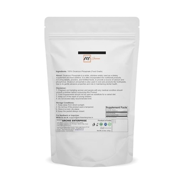 mGanna Phosphate de calcium dibasique pour aliments et cosmétiques 227 g