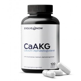 Evolve Now CaAKG - Calcium Alphacétoglutarate 120 gélules vegan 1000mg par portion - Testé en laboratoire, sans additifs inut