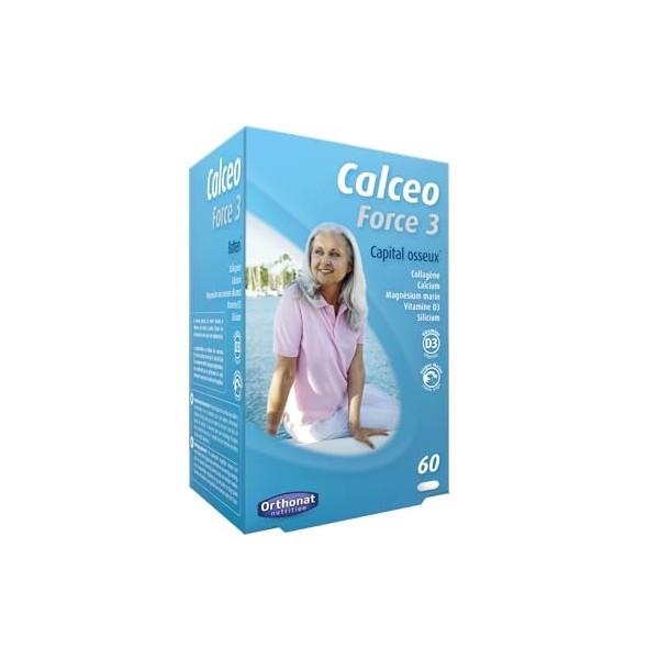 Orthonat - Calceo Force 3 - Complément Alimentaire Capital Osseux - A Base de Collagène Marin 564 mg par Comprimé , de Calci