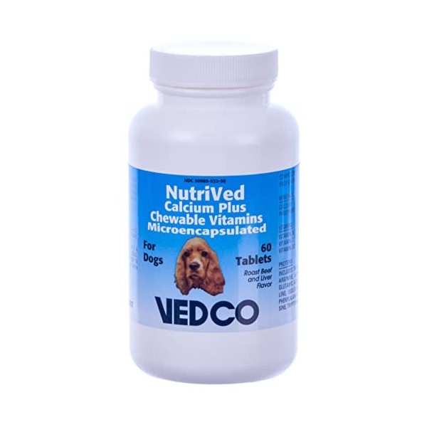 Nutrived Le Calcium Plus Croquer Vitamines pour Les Chiens - 60 comprimés