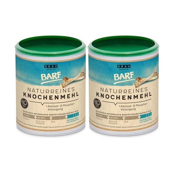 GRAU - l’Original - Farine d’os de bœuf 100% Naturelle, Calcium Naturel pour la Formation des os et Les articulations, Pack d...