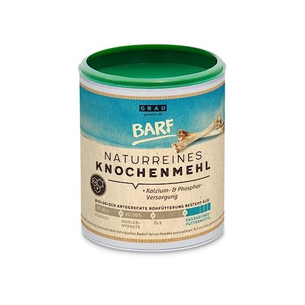 GRAU - l’Original - Farine d’os de bœuf 100% Naturelle, Calcium Naturel pour la Formation des os et Les articulations, Pack d...