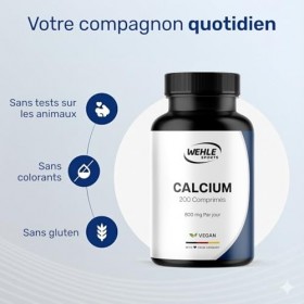 Calcium 800 mg – Carbonate de Calcium – 200 Comprimés – Vegan & Fabriqué en Allemagne – Testé en laboratoire