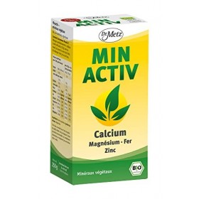 Minactiv - poudre minérale basique, bio, 250 g • calcium végétal pour les os • magnésium pour les muscles & les nerfs • fer p...