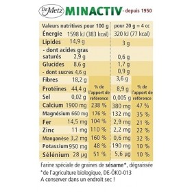 Minactiv - poudre minérale basique, bio, 250 g • calcium végétal pour les os • magnésium pour les muscles & les nerfs • fer p...