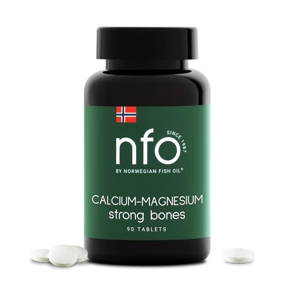 NFO MAGNESIUM CALCIUM [90 comprimés] Complexe naturel norvégien avec calcium-magnésium minéraux et vitamine K et vitamine D p
