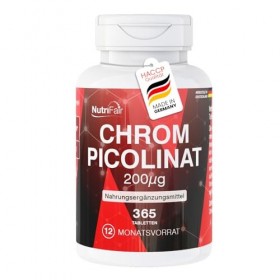 Picolinate de chrome 200 μg - 365 comprimés - *taux de glycémie normal - hautement dosé - 100% végétalien – Fabrication et co