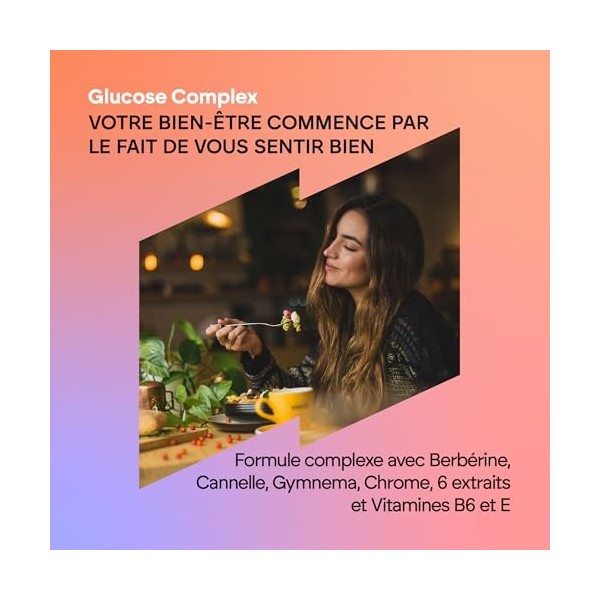 Glucose Complex 2000mg - Glycémie - Contrôle Glucose Berbérine Cannelle Chrome Melon Amer Gymnema Poivre Noir et Vitamine E B