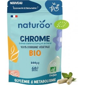 Chrome Végétal & Bio - 60 Gélules Vegan 1 à 2 mois - GLYCEMlE Normale, Métabolisme & Coupe-Faim Naturel - Fabriqué en Franc