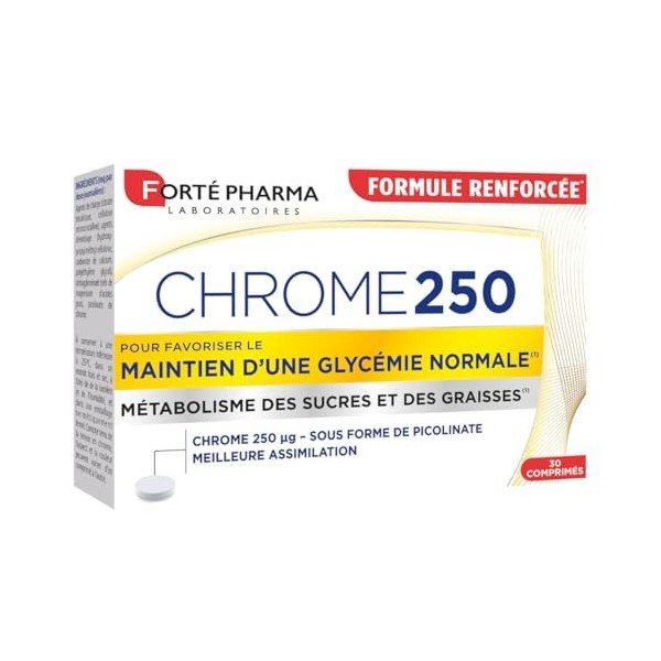 Forté Pharma - Chrome 250 - Complément alimentaire Minceur, maintien dune glycémie normale - Picolinate de chrome, Fringales