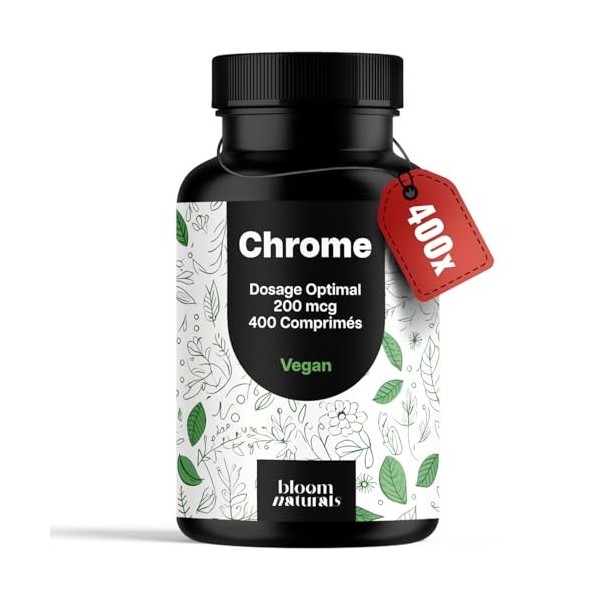 Chrome Complément Alimentaire - 400 Comprimés - Picolinate de Chrome Vegan - Produit en Allemagne - Chromium Picolinate