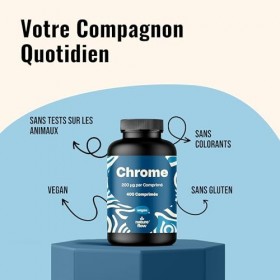 Chrome Complément Alimentaire - 400 Comprimés - Picolinate de Chrome Vegan - Produit en Allemagne - Chromium Picolinate - Tes