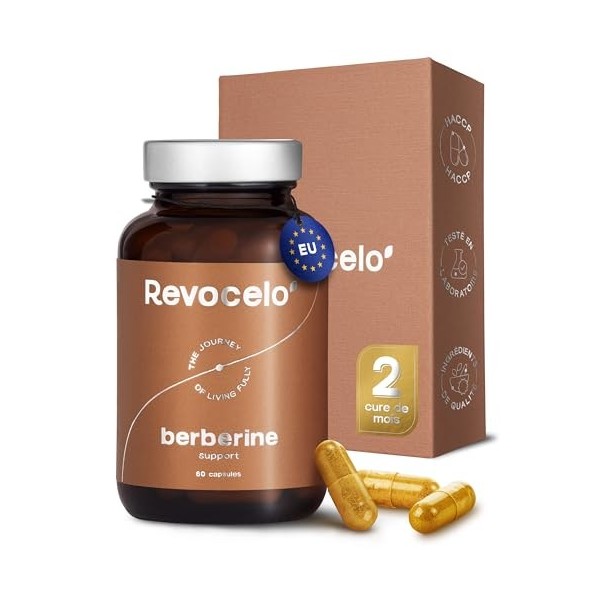 Revocelo Berbérine Liposomale + Dihydroberbérine, Soutien du Métabolisme avec Chrome et Thiamine, Gélules Résistantes à l’Aci
