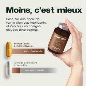 Revocelo Berbérine Liposomale + Dihydroberbérine, Soutien du Métabolisme avec Chrome et Thiamine, Gélules Résistantes à l’Aci