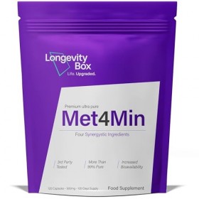 Longevity Box Met4Min, 120 gélules, formule pour glucose et insuline avec berbérine, chrome, NAC et myo-inositol, pour soutie