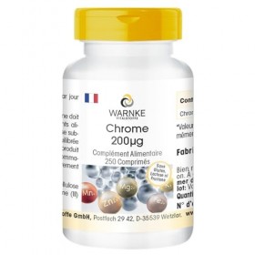 Chrome 200μg - 250 comprimés de 200μg chacun - à base de picolinate de chrome - DOSE ÉLEVÉE - Qualité pharmaceutique allemand