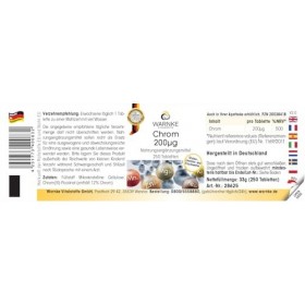 Chrome 200μg - 250 comprimés de 200μg chacun - à base de picolinate de chrome - DOSE ÉLEVÉE - Qualité pharmaceutique allemand